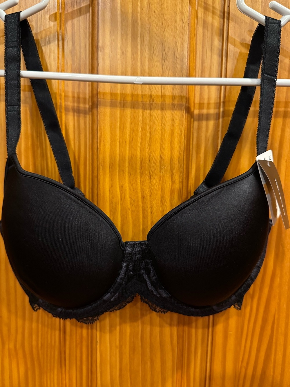 NWT Wacoal Lace Affair Contour Black Purple Underwire Bra 32DD #853256